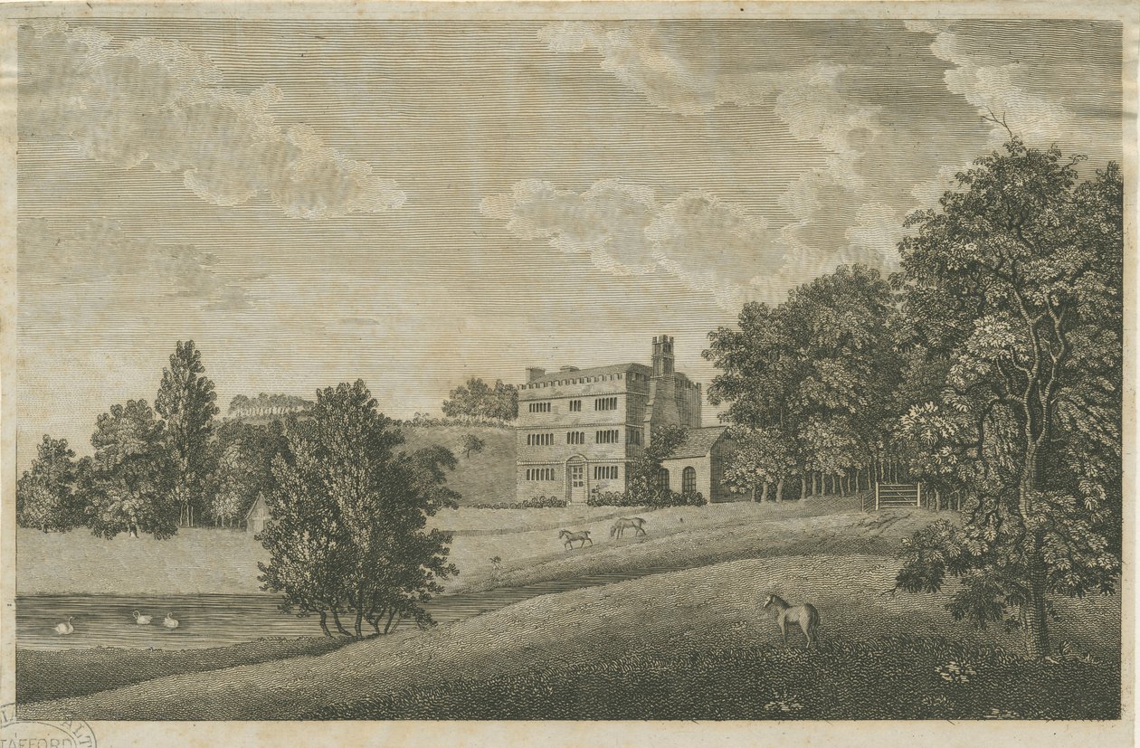 Butterton Hall: gravyr och [?1700-talet] (tryck) av Stebbing Shaw