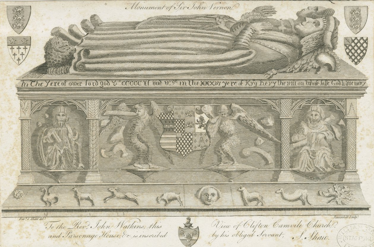 Clifton Campville Church - Vernon Monument: gravyr, nd [1762-1802] av Stebbing Shaw