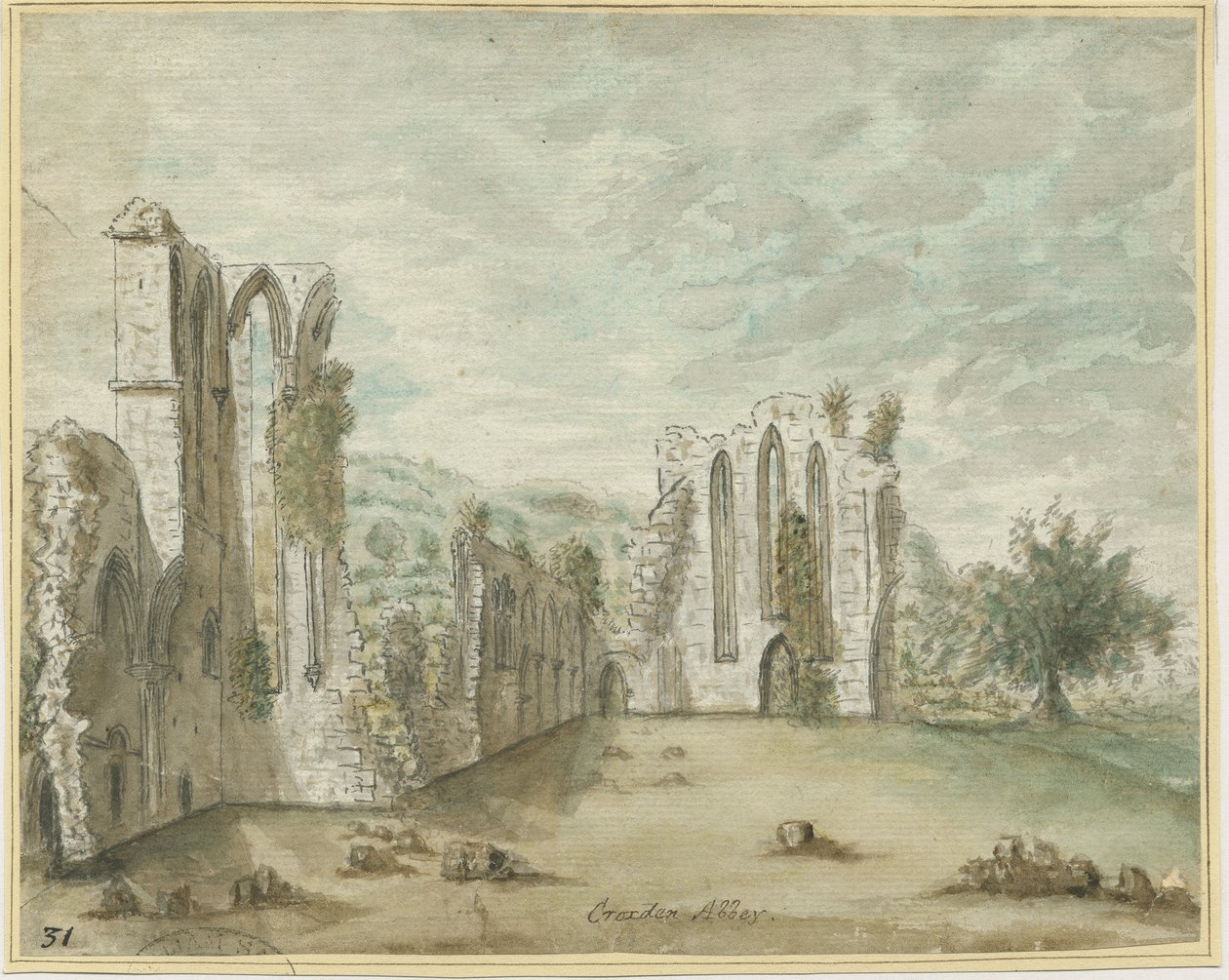 Croxden Abbey: akvarellmålning, nd [1762-1802] (målning) av Stebbing Shaw