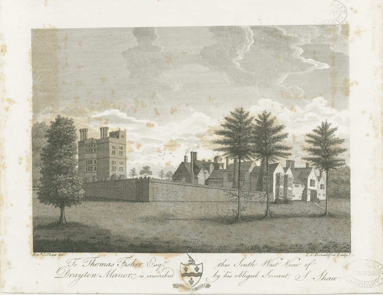 Drayton Bassett - "Drayton Manor": gravyr, nd [1795] av Stebbing Shaw
