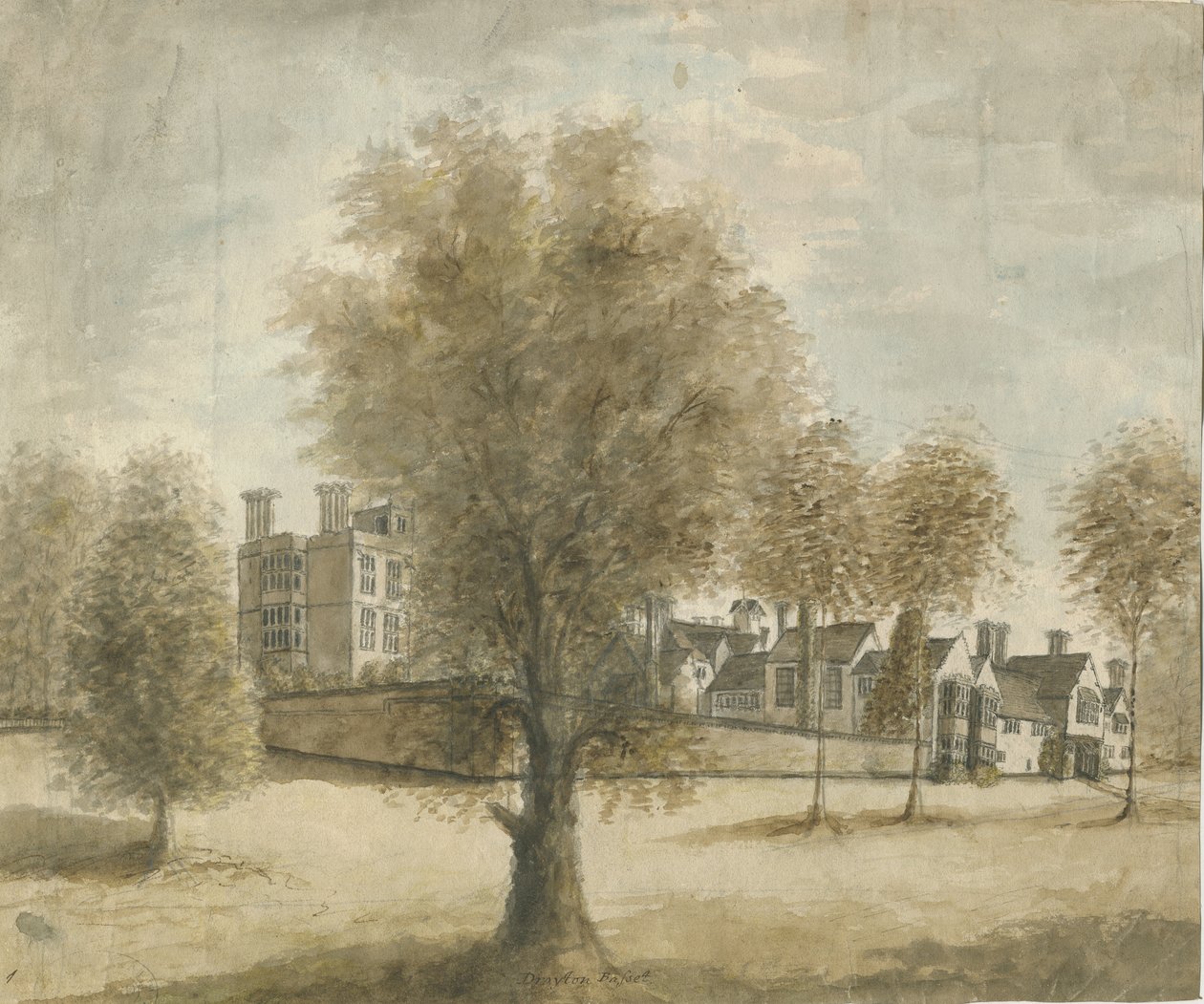 Drayton Bassett - "Drayton Manor": akvarellmålning, nd [1789-1793] av Stebbing Shaw