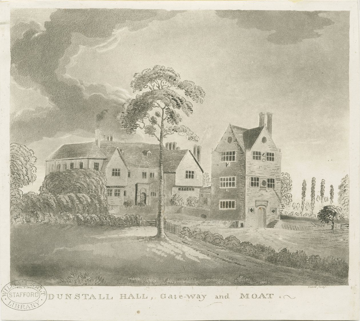 Dunstall Hall: akvatintgravyr, nd [1762-1802] (tryck) av Stebbing Shaw