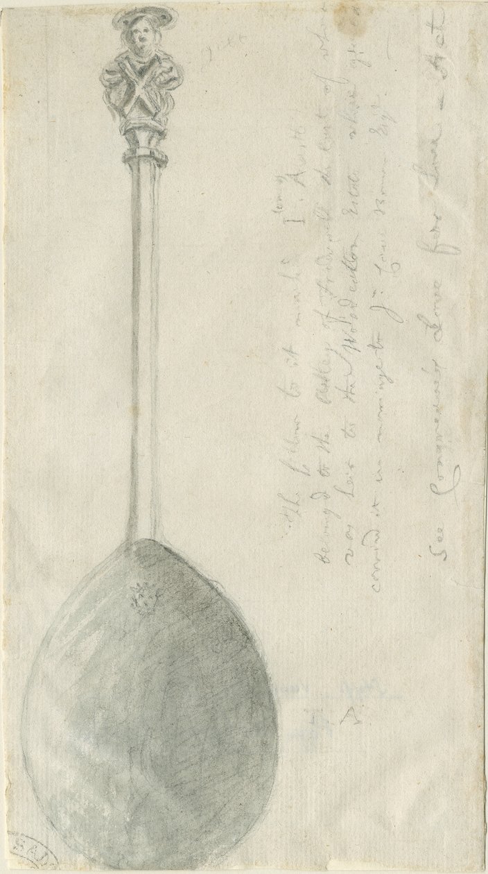 Fradswell - Apostle Spoon: ritning med blyerts och tvätt, nd [?1700-talet] (teckning) av Stebbing Shaw