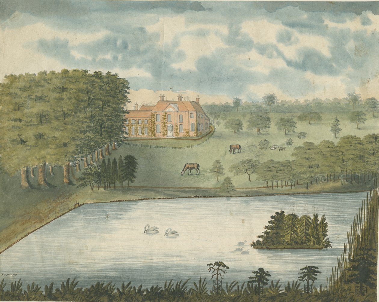 Freeford Hall: akvarellmålning, nd [1762-1802] av Stebbing Shaw