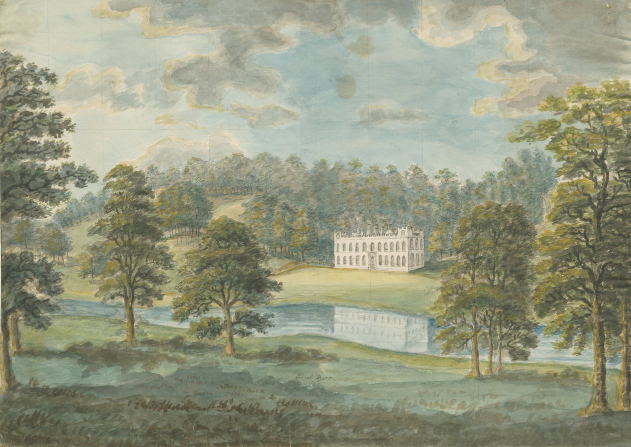 Great Barr Hall: akvarellmålning, nd [1762-1802] av Stebbing Shaw