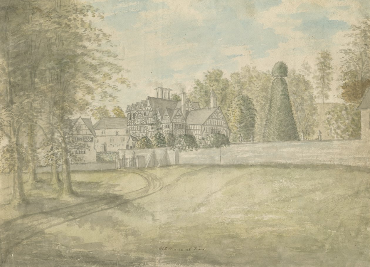 Great Barr Village - Old Tudor House: akvarellmålning, nd [1762-1802] av Stebbing Shaw