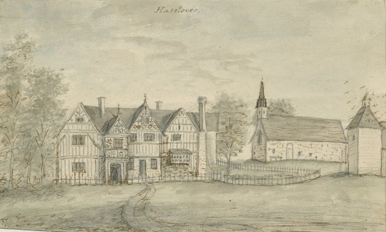 Haselour Chapel: akvarellmålning, nd [1797] av Stebbing Shaw