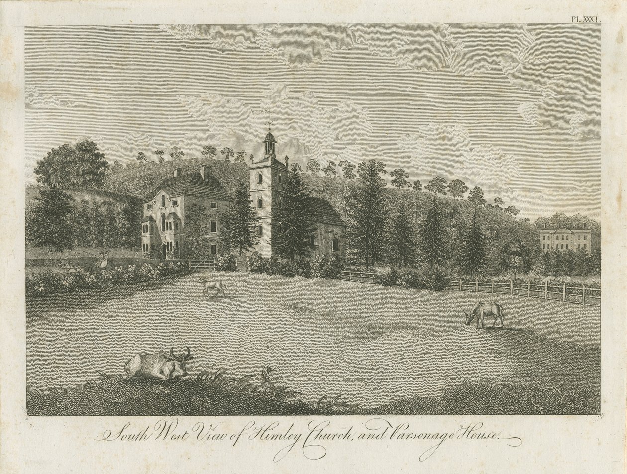 Himleys kyrka och prästgård: gravyr, nd [1762-1798] (tryck) av Stebbing Shaw