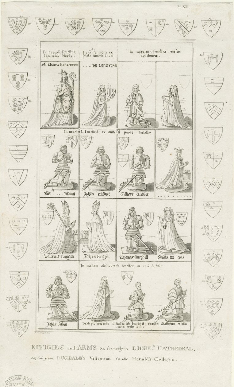 Lichfield Cathedral - Effigies and Arms: gravyr, nd [1762-1798] (tryck) av Stebbing Shaw