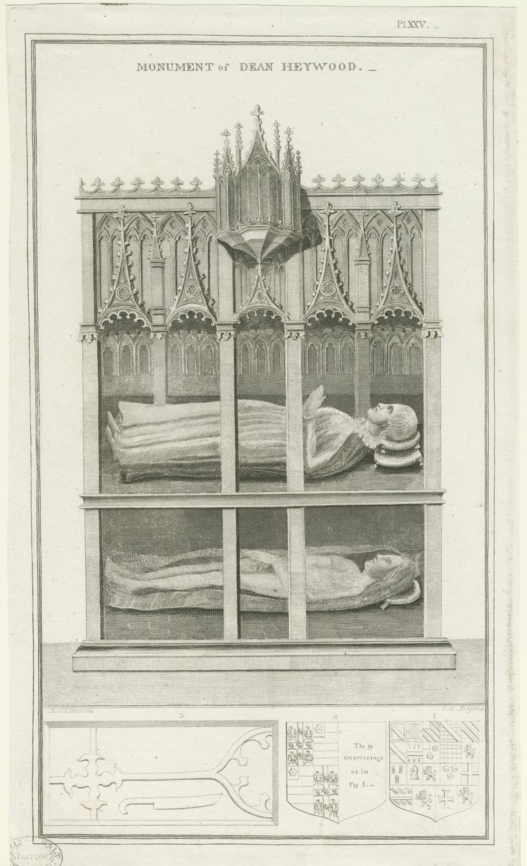 Lichfield Cathedral - Monument till Dean Heywood: gravyr, nd [1762-1798] (tryck) av Stebbing Shaw