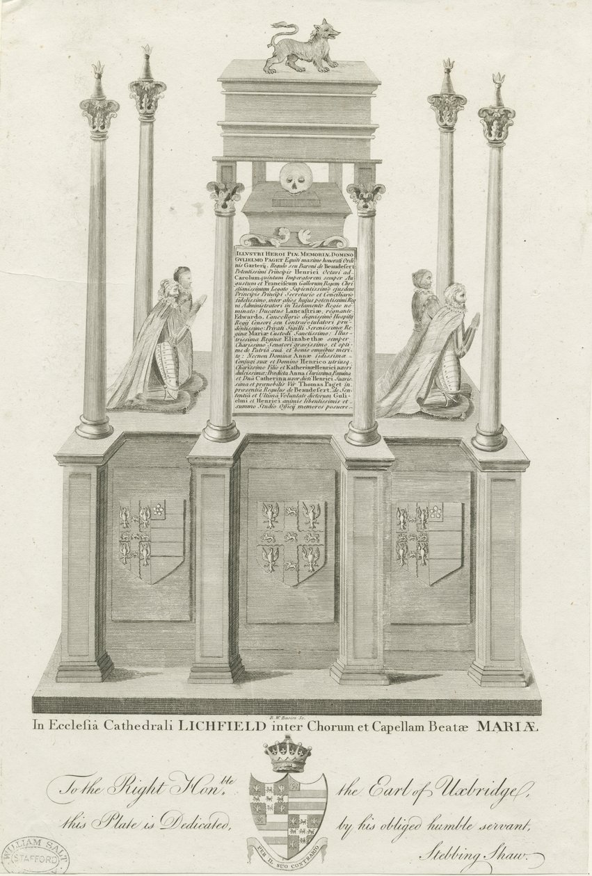 Lichfield Cathedral - Tomb of William Paget: gravyr, nd [1762-1798] (tryck) av Stebbing Shaw
