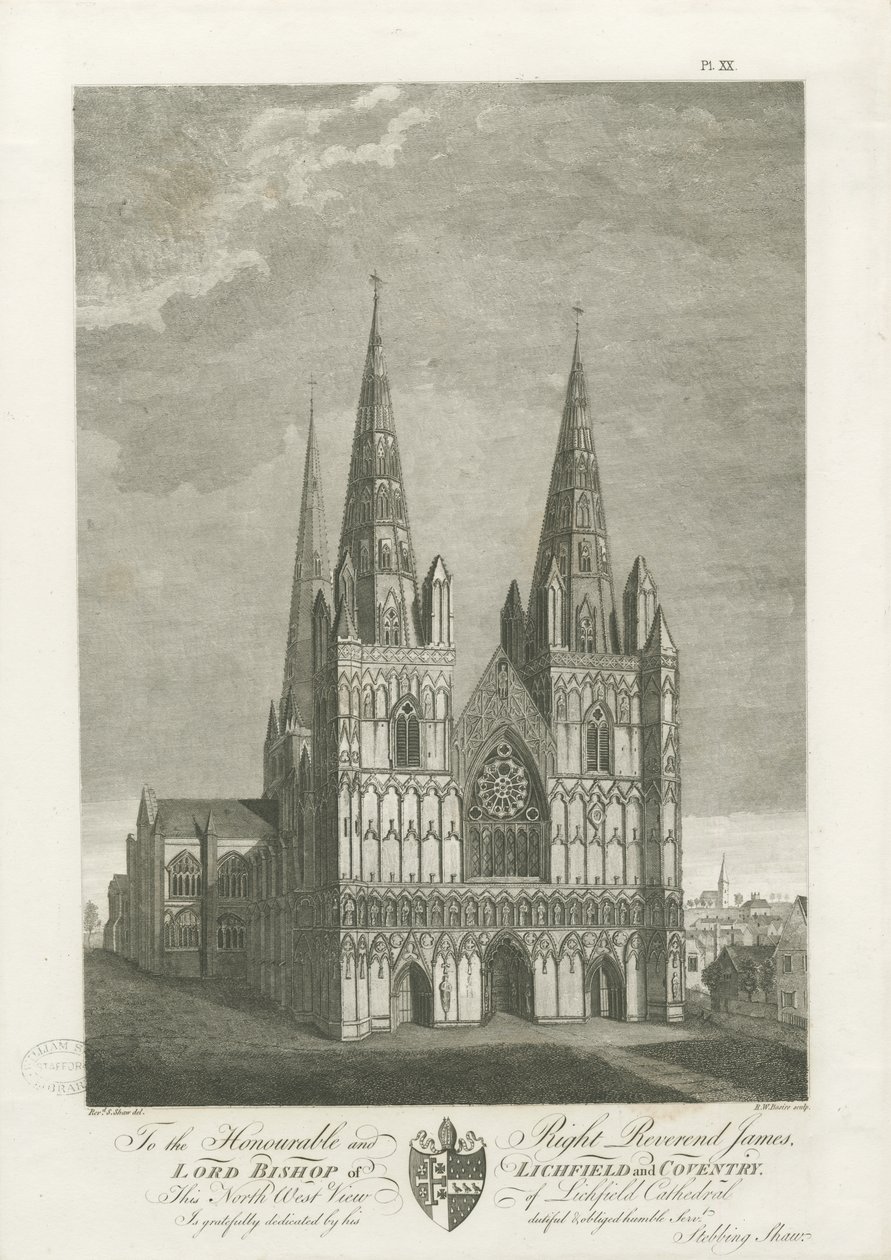 Lichfield Cathedral - West Front: gravyr, nd [1762-1802] (tryck) av Stebbing Shaw