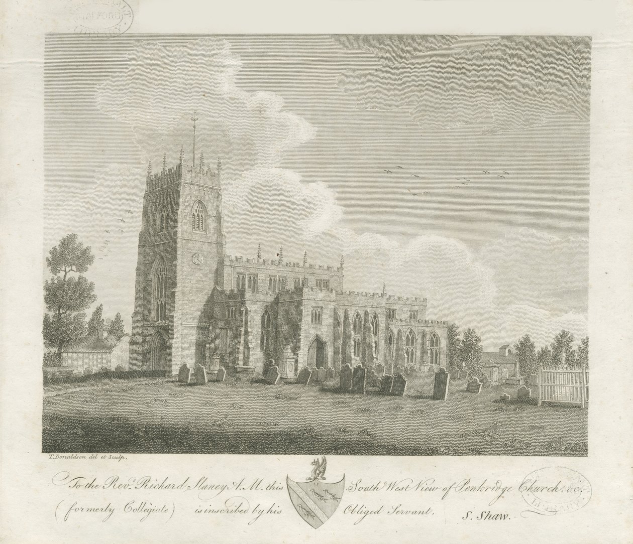 Penkridge Church: gravyr och [sent 1700-tal] (tryck) av Stebbing Shaw