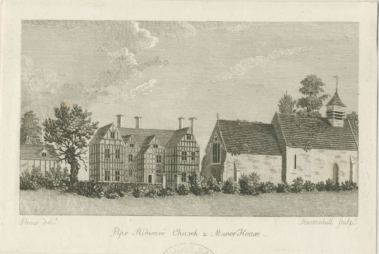 Pipe Ridware Church and Manor House: gravyr, nd [1762-1798] av Stebbing Shaw