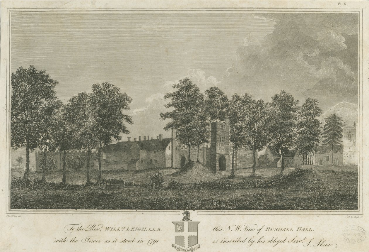 Rushall slott/hall: gravyr av Stebbing Shaw