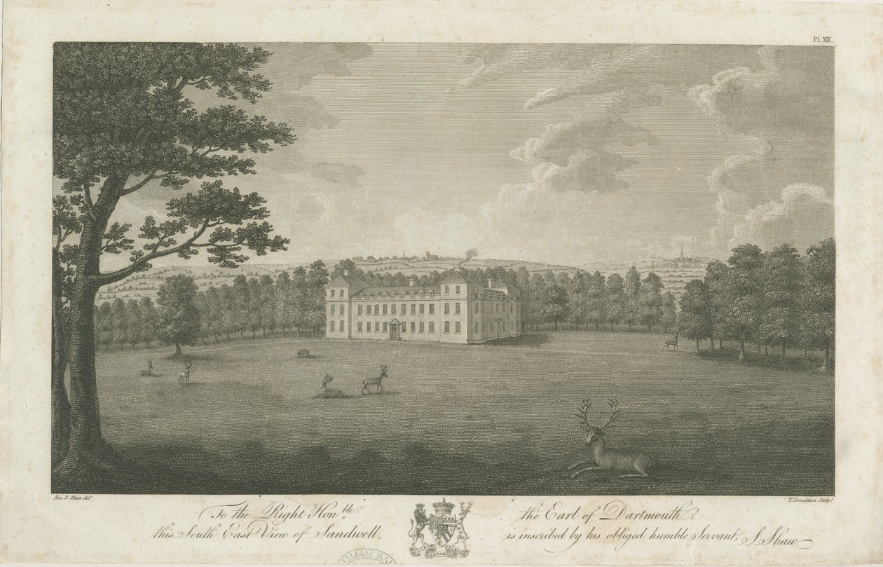 Sandwell Park - Hall: gravyr, nd [1762-1798] av Stebbing Shaw