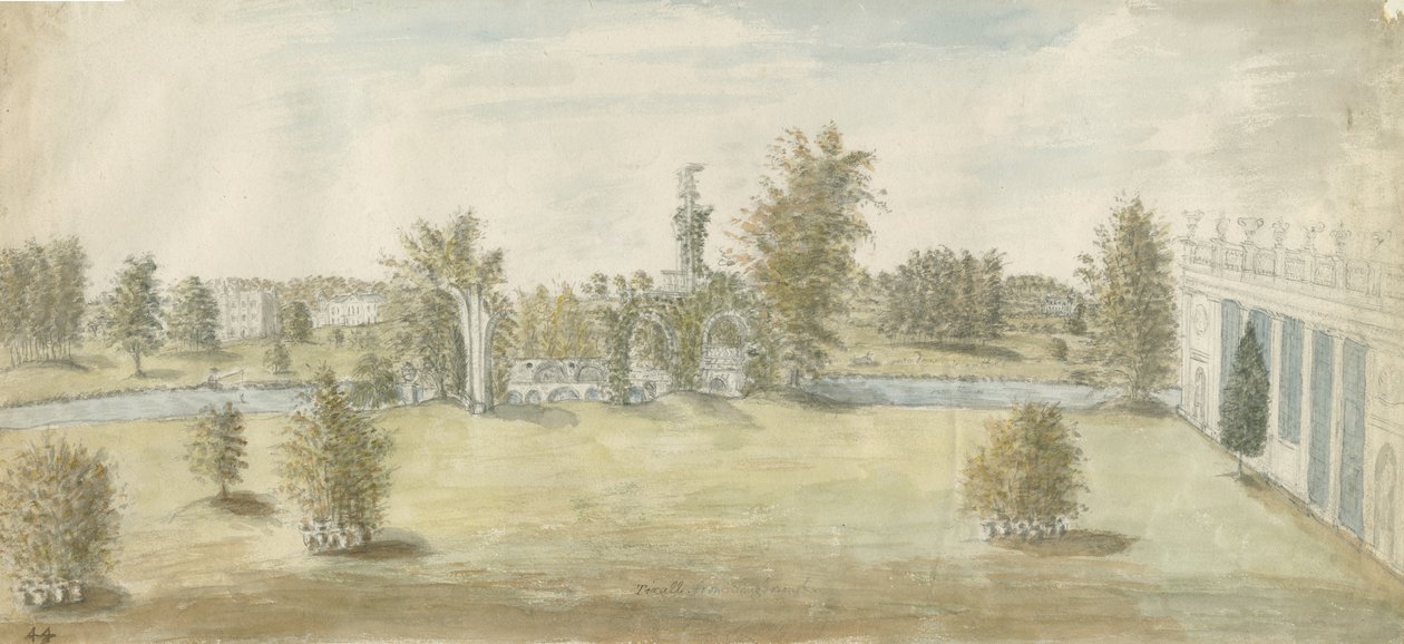 Shugborough - "Athenian" arkitektur: akvarellmålning, nd [1762-1802] av Stebbing Shaw