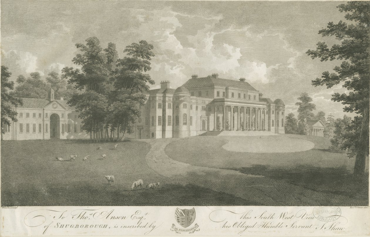 Shugborough Hall: gravyr, nd [c 1800] av Stebbing Shaw