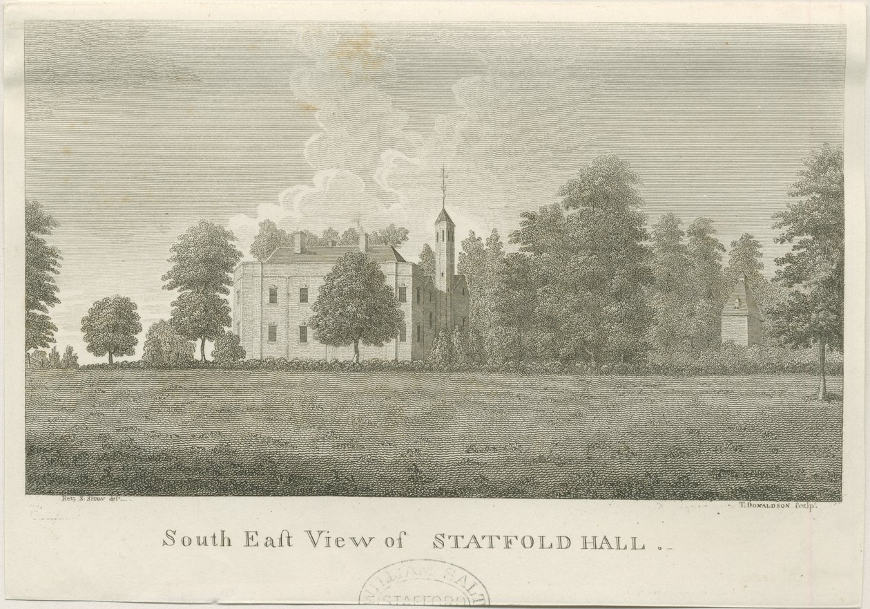 Statfold Hall: gravyr, nd [1762-1798] (tryck) av Stebbing Shaw