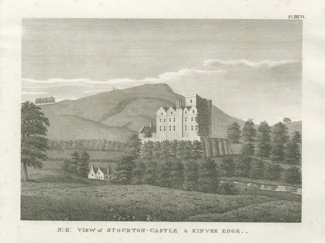 Stourton Castle och Kinver Edge: gravyr, nd [1799] (tryck) av Stebbing Shaw