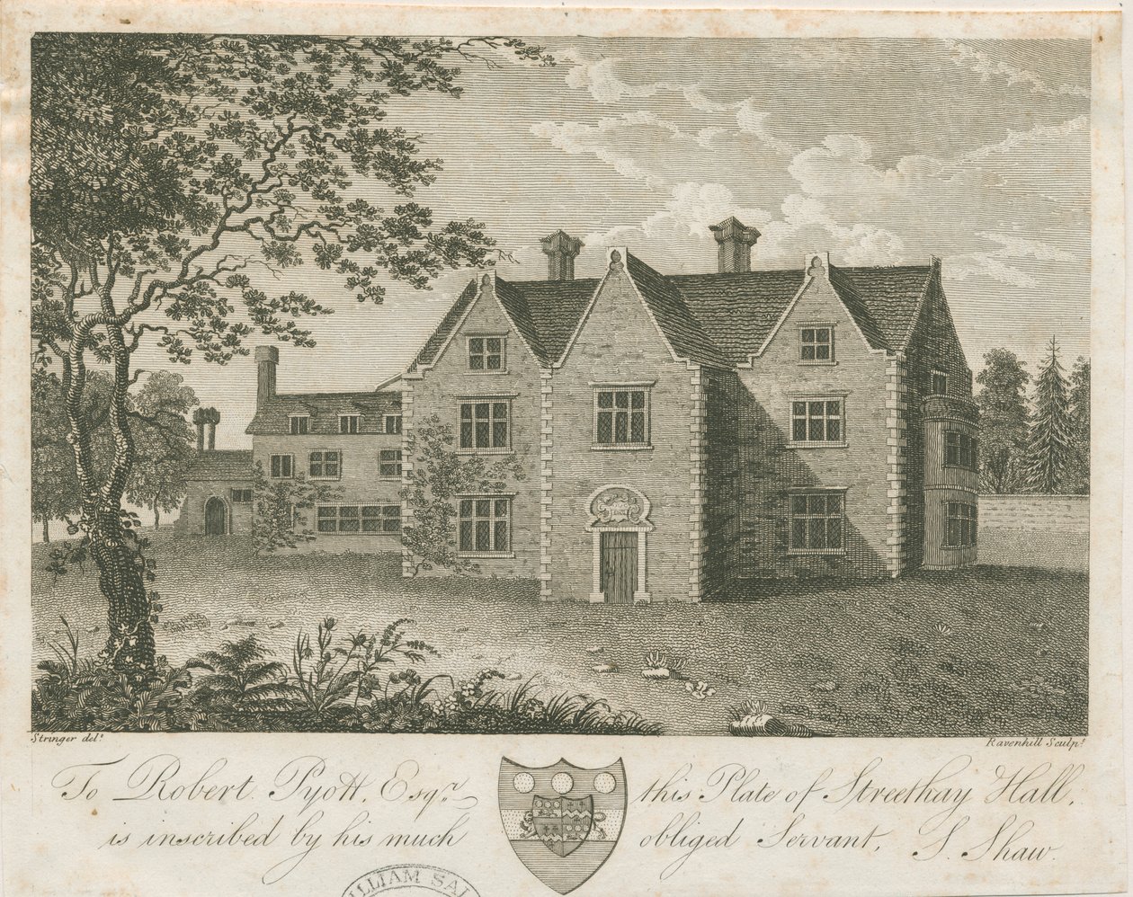 Streethay Hall: gravyr, nd [slutet av 1700-talet] (tryck) av Stebbing Shaw