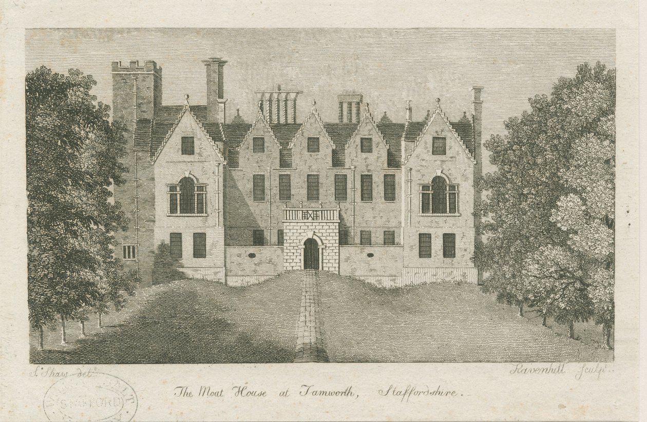 Tamworth - The Moat House: gravyr, nd [1762-1802] (tryck) av Stebbing Shaw