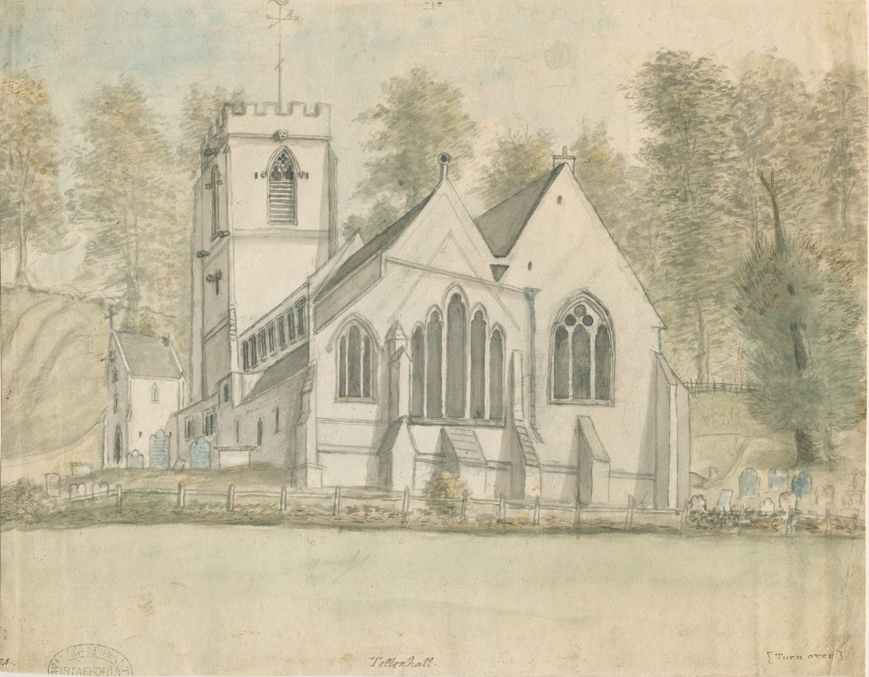 Tettenhall Church: akvarellmålning, ndc 1794] av Stebbing Shaw