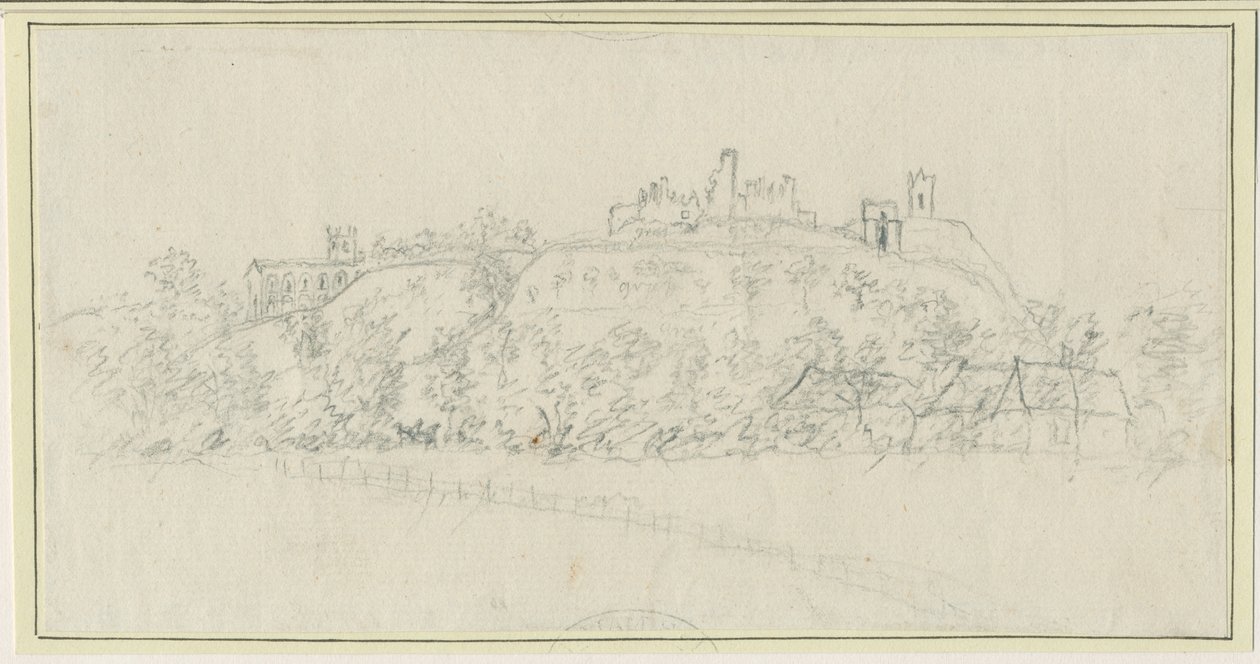 Tutbury Castle: blyertsteckning, nd [1762-1802] av Stebbing Shaw