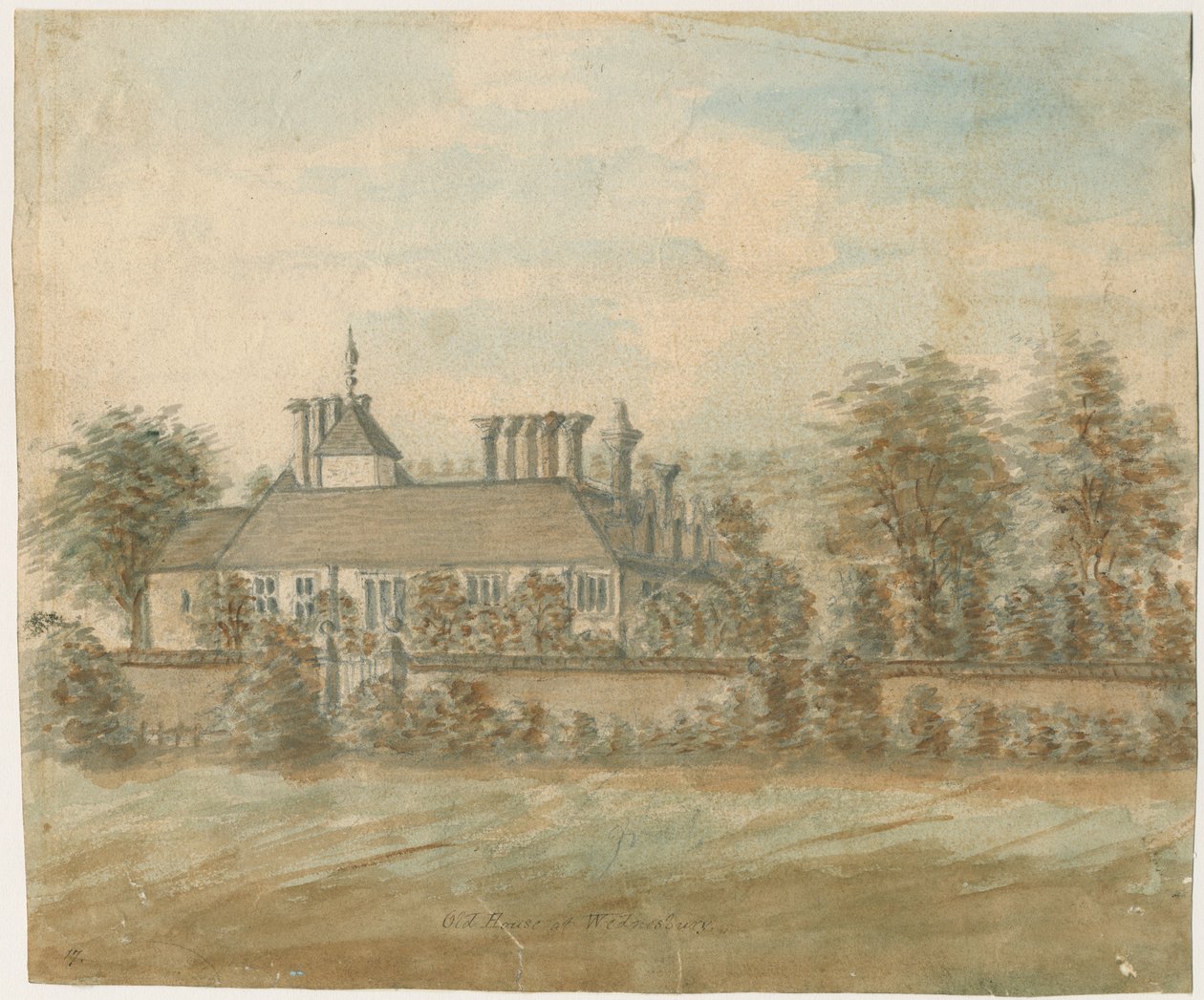 Wednesbury - Old House: akvarellmålning, nd [1762-1798] av Stebbing Shaw