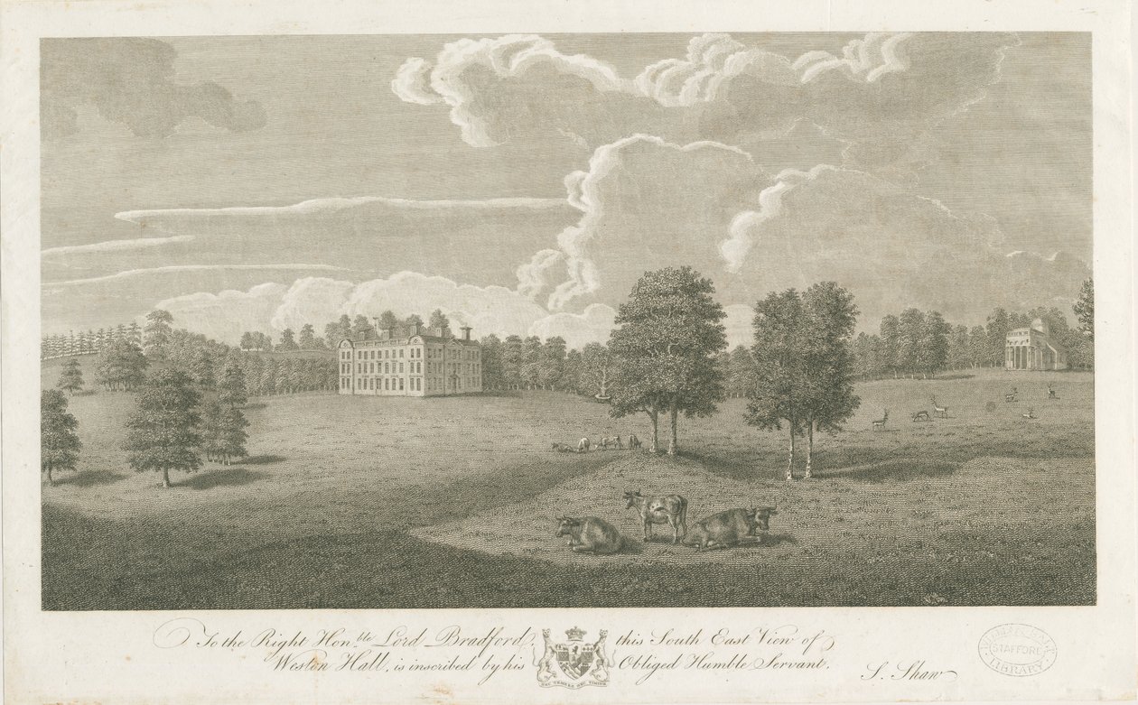 Weston-under-Lizard - Hall: gravyr, nd [1762-1802] (tryck) av Stebbing Shaw