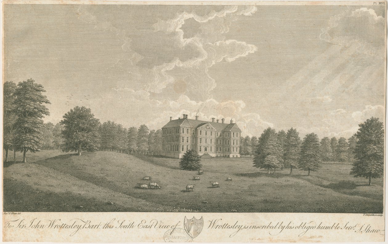 Wrottesley Hall: gravyr, nd [c 1798] (tryck) av Stebbing Shaw