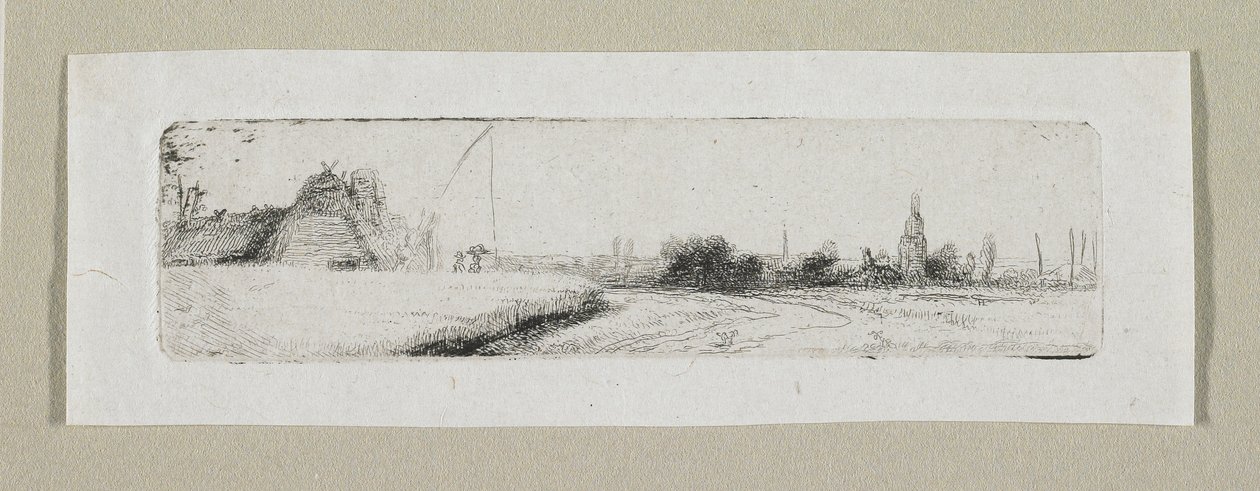 Litet landskap med avlägsen by av Stefan Juliusz Norblin de la Gourdaine