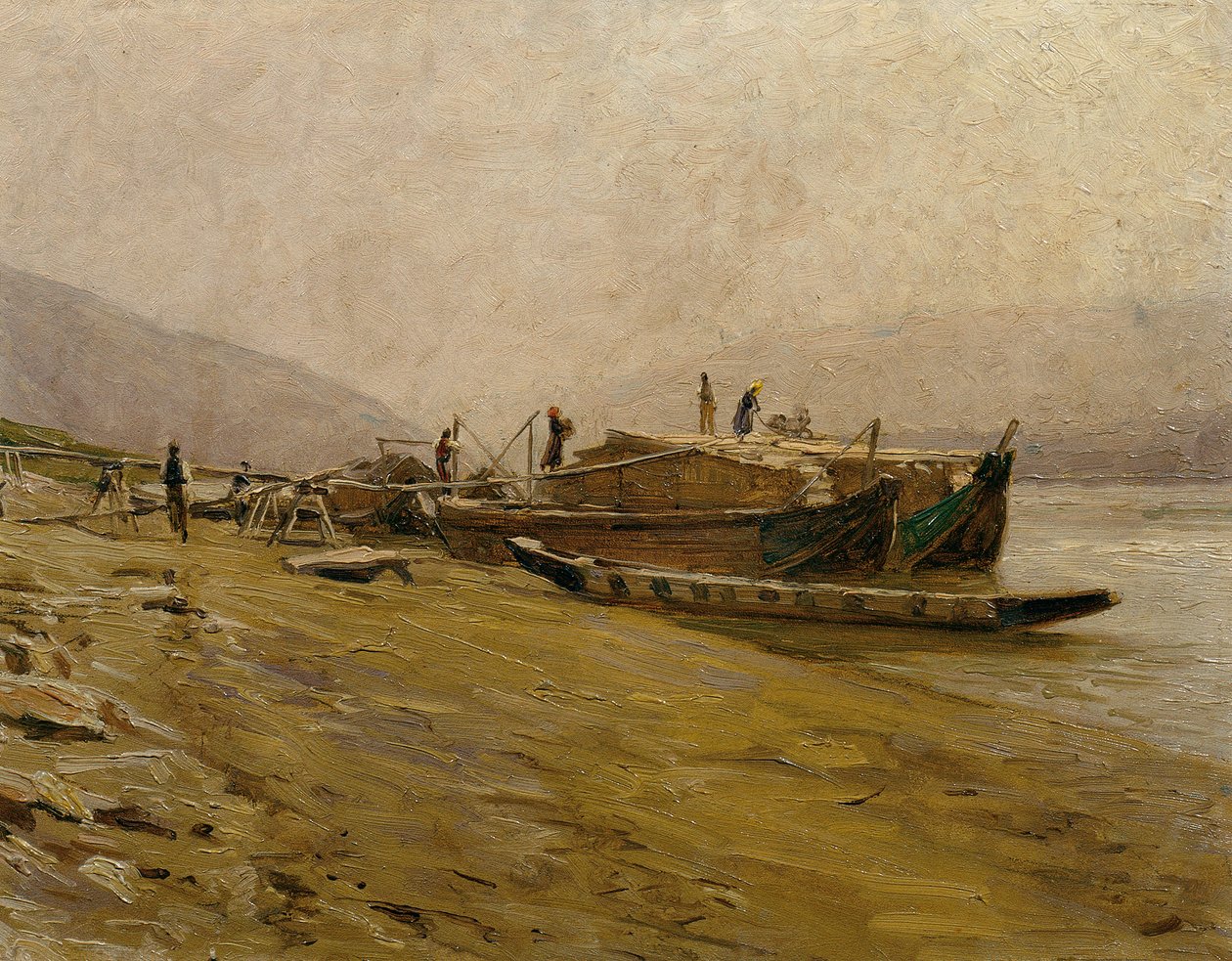 Donau bogserbåtar nära Spitz av Stefan Simony