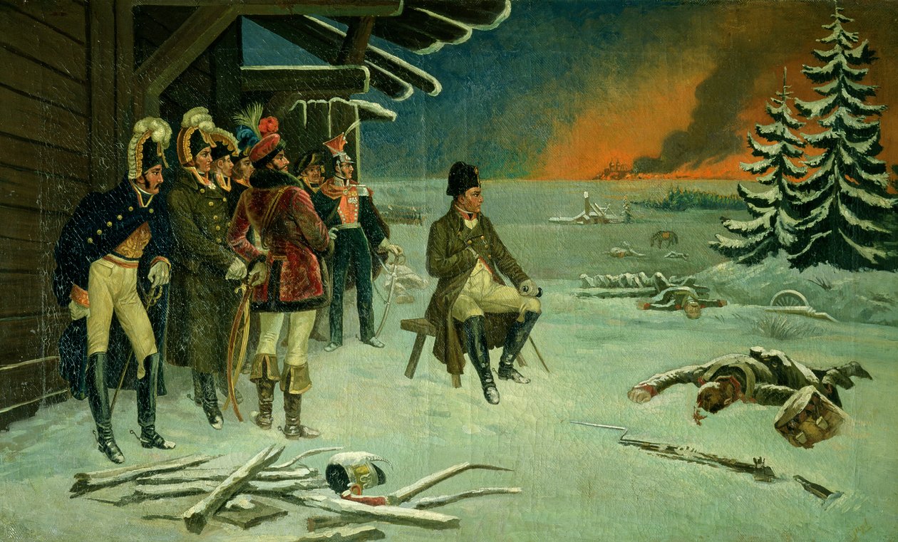Napoleon på Maloyaroslavets (olja på duk) av Stefan Vladislavovich Bakalowicz