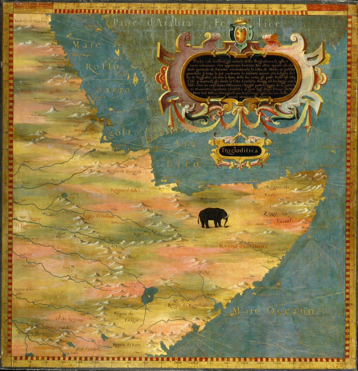 Horn of Africa: Ethiopia and Somalia (Africa) av Stefano Bonsignori 1589