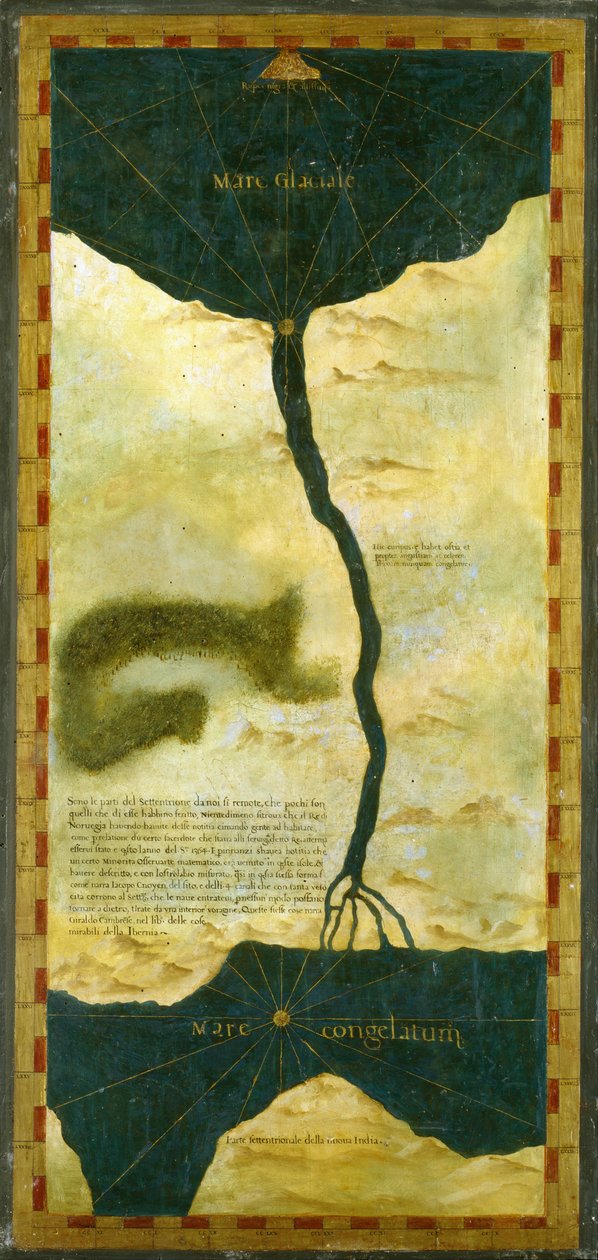 Polar lands imagined on top of the Bay of Hudson av Stefano Bonsignori 1589