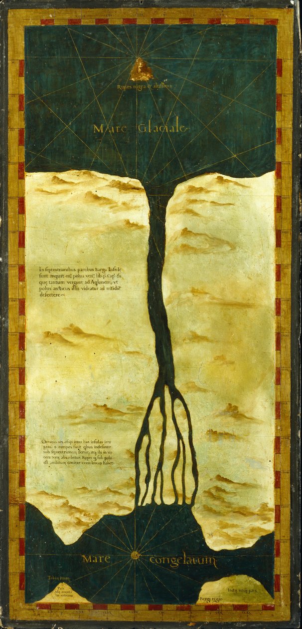 Polar lands imagined on top of the strait of Bering av Stefano Bonsignori 1589