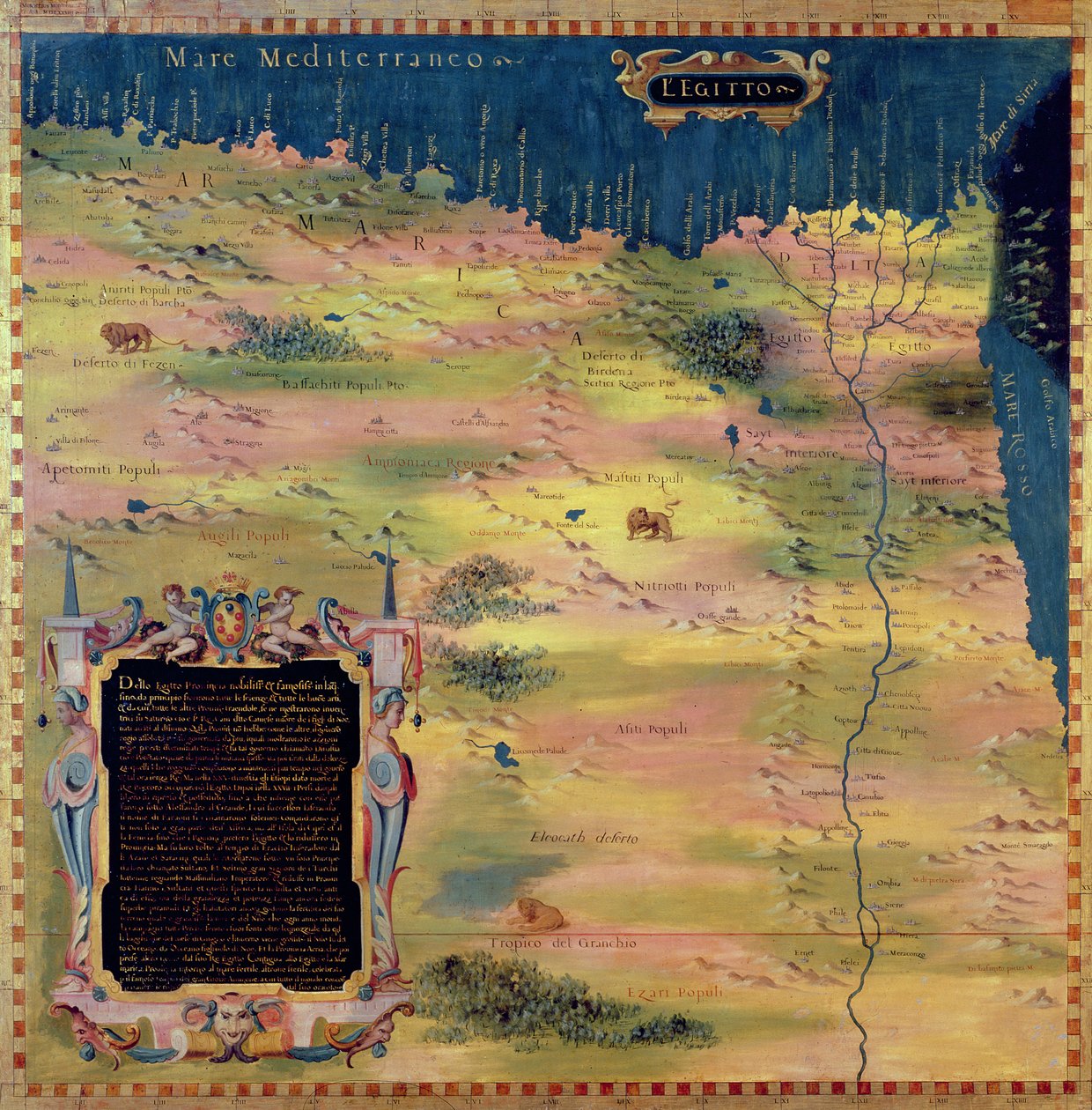 Karta över 1500-talets Egypten, från "Sala delle Carte Geografiche" (Hall of Geographical Maps) 1575 av Stefano Bonsignori