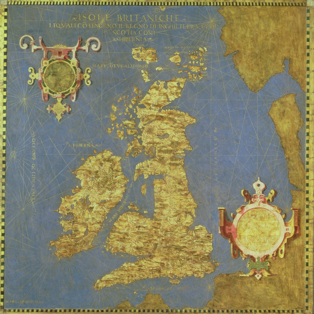 Karta över de brittiska öarna på 1500-talet, från "Sala delle Carte Geografiche" (sal med geografiska kartor) 1575 av Stefano Bonsignori