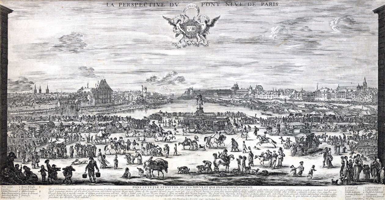 La perspective du Pont neuf de Paris av Stefano della Bella