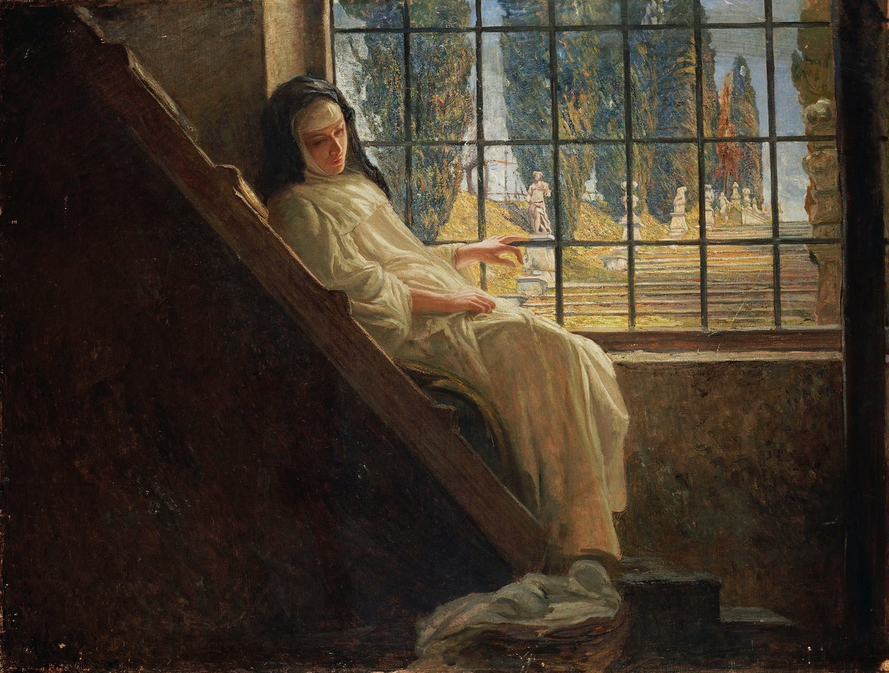 Tystnaden, av Stefano Bersani (1872-1914), olja på duk av Stefano Bersani
