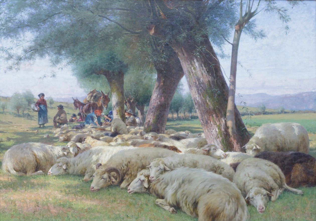 Får i vila, ca 1900 (olja på duk) av Stefano Bruzzi