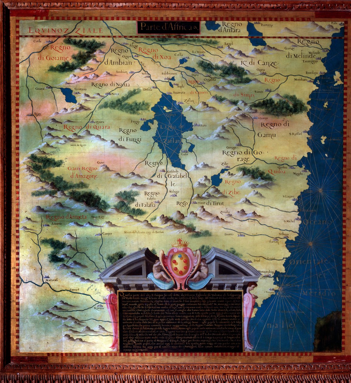 Sydafrika (Moçambique) Karta gjord av Stefano Bonsignori (? -1589) italiensk kosmograf och målare. Omkring 1581. Florens, Palazzo Vecchio, Sala del Mappamondo av Stefano Buonsignori
