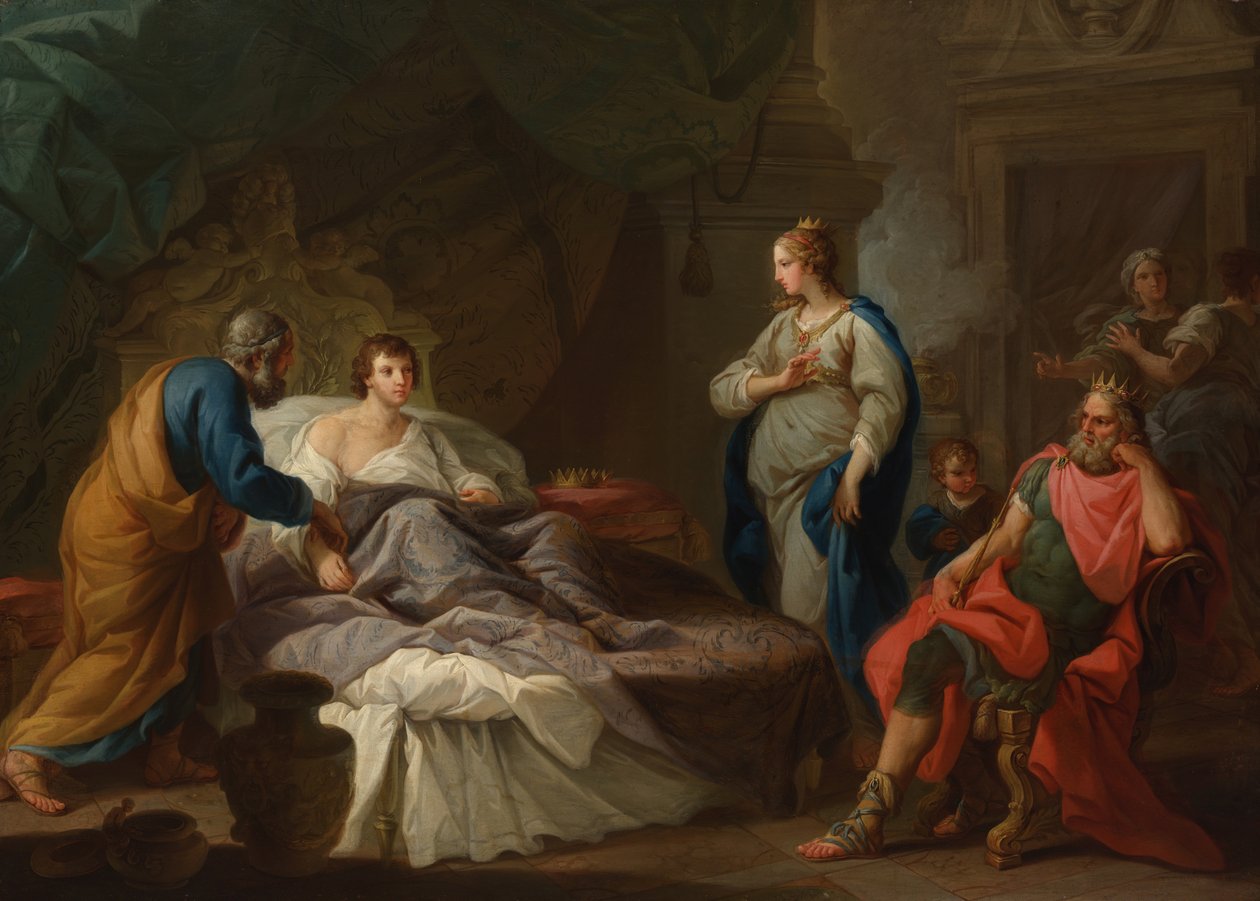 Antiochus längtar efter Stratonice, ca. 1740. av Stefano Pozzi