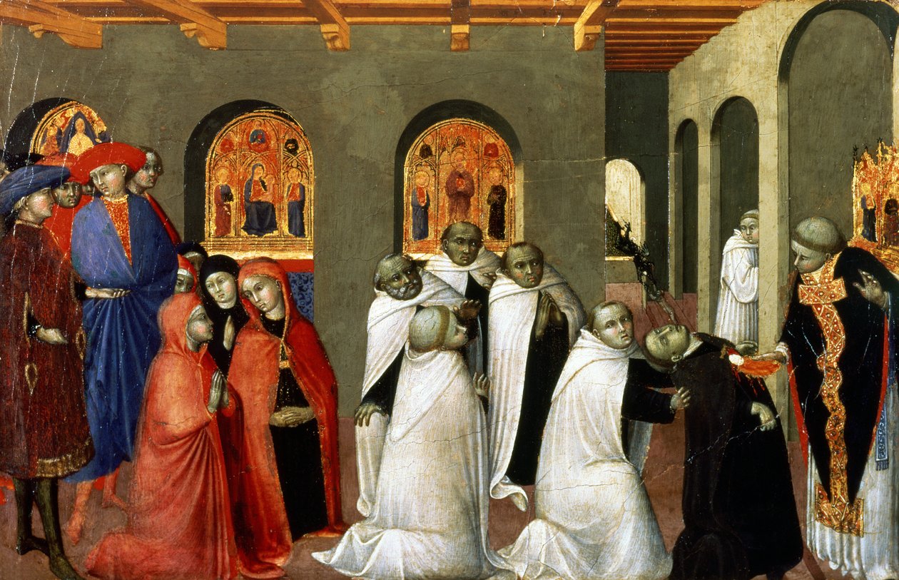 Det heliga sakramentets mirakel, från predella av den heliga eukaristins altare, 1423 (tempera på panel) av Stefano Sassetta