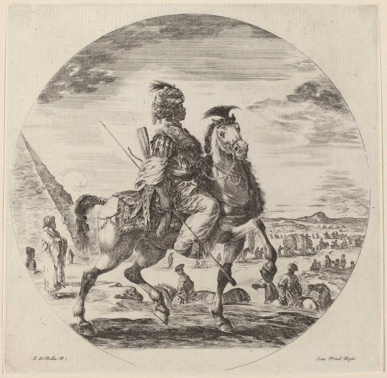 En svart ryttare. av Stefano della Bella