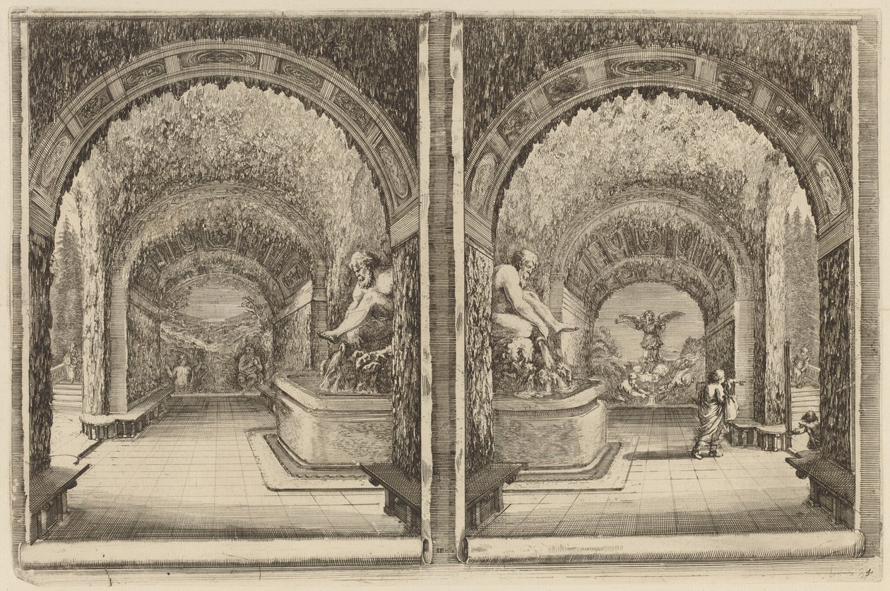 En grotta sett från två olika synpunkter, troligen 1653. av Stefano della Bella