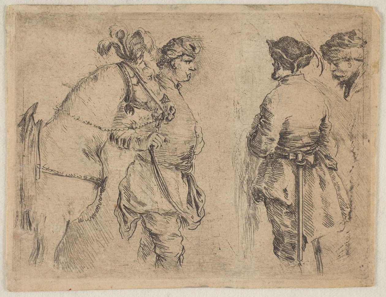En påle som håller en häst vid tränsen, ca. 1662. av Stefano della Bella
