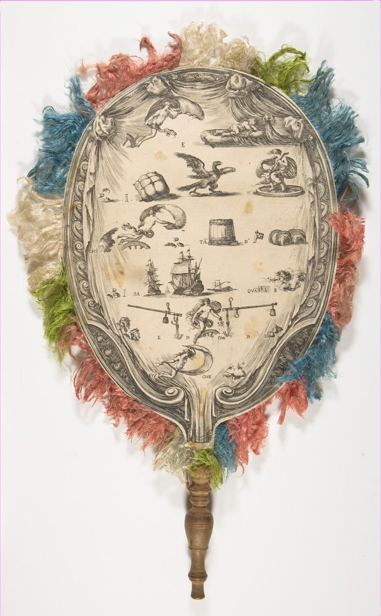 Ett fan med en rebus på Love på ena sidan Fortune på den andra, ca. 1639. av Stefano della Bella
