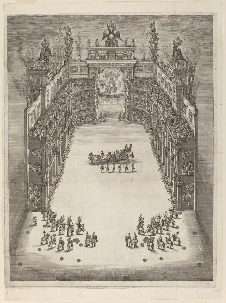 Flygfoto över teatern, 1652. av Stefano della Bella